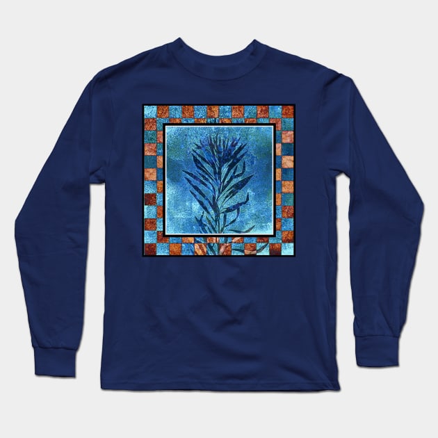 Botanical cyanotype print framed Long Sleeve T-Shirt by redwitchart